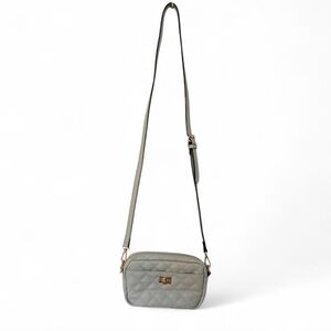 ASOS Truffle Collection Quilted Crossbody Bag – Grey with Gold Hardware